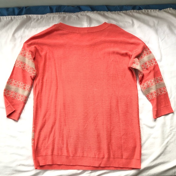 One A Coral and Cream Crew Neck Sweater - Picture 7 of 8